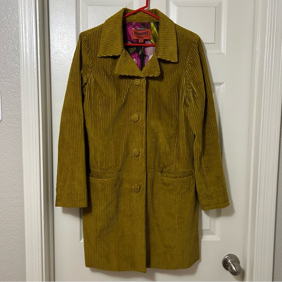 Missoni for Target Jackets & Blazers - Missoni For Target Ochre Yellow Corduroy Trench Coat Jacket Size M